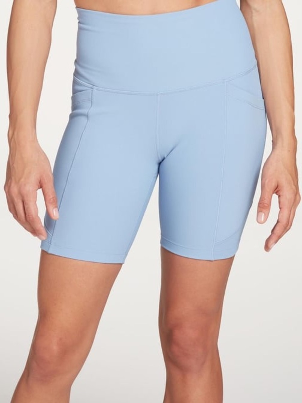 Calia High-Waist Ribbed Light Blue Active Bike Shorts